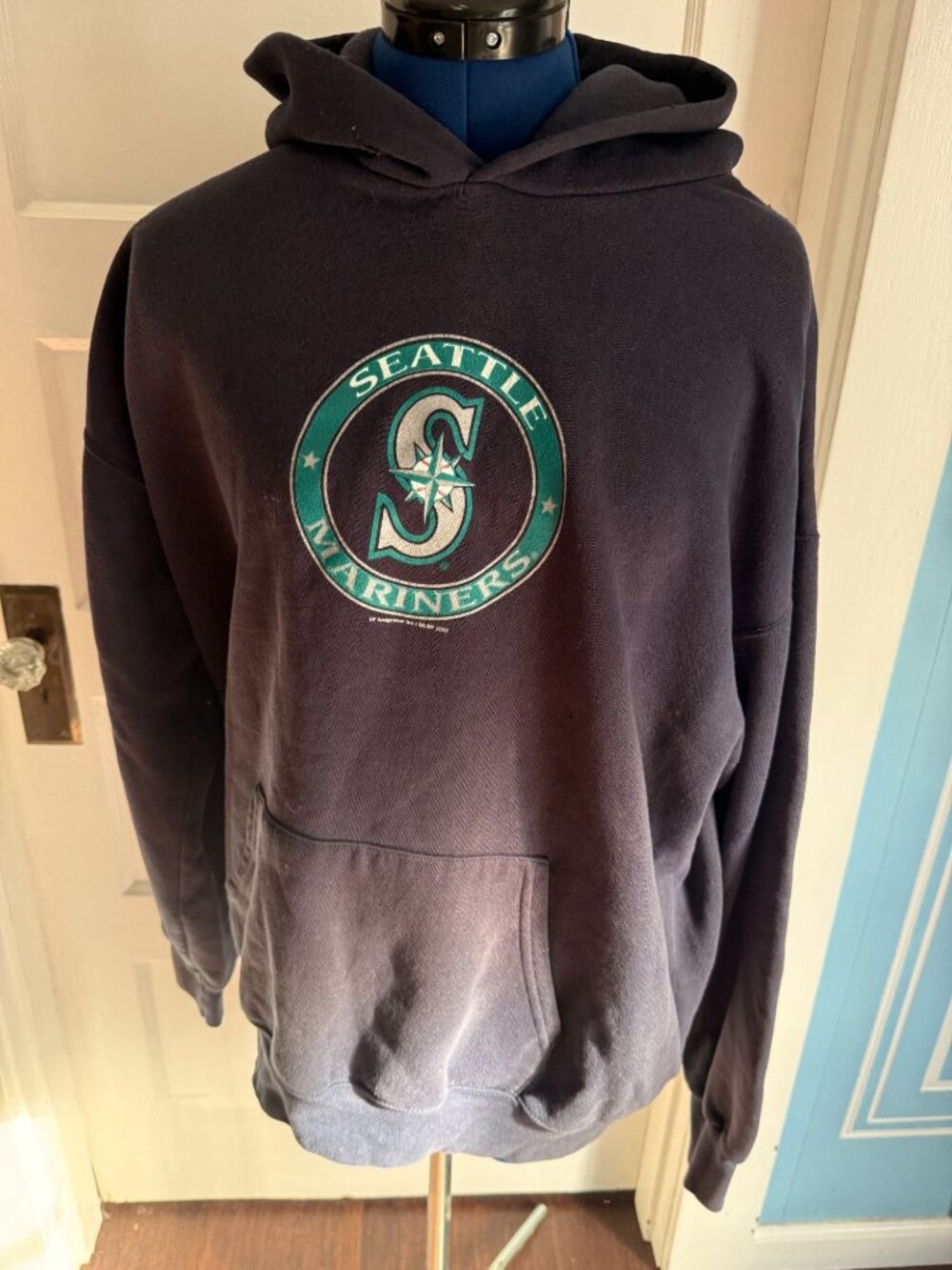 VTG Y2K 2003 Seattle Mariners Logo Pullover Hoodie Sweatshirt - LG